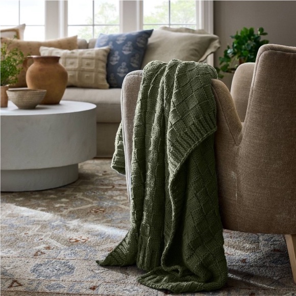 NWT Checkered Knit with Neps Throw Blanket Sage - Threshold Studio McGee - Picture 2 of 3